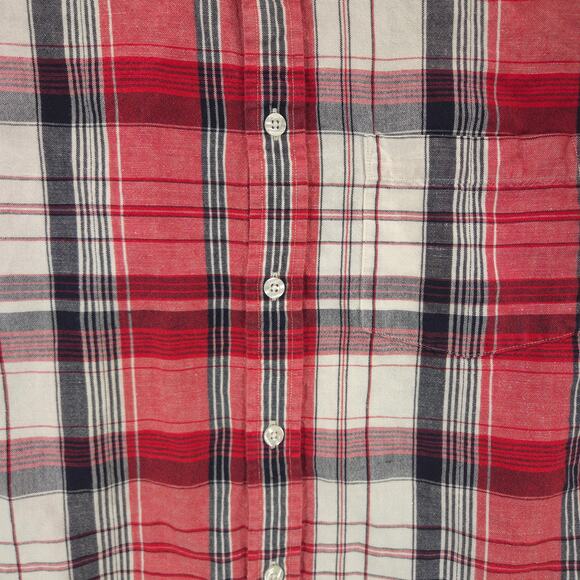 Brooks Brothers Shirt Mens L Red Black Plaid Linen Blend Long Sleeve Button Down - Picture 5 of 11